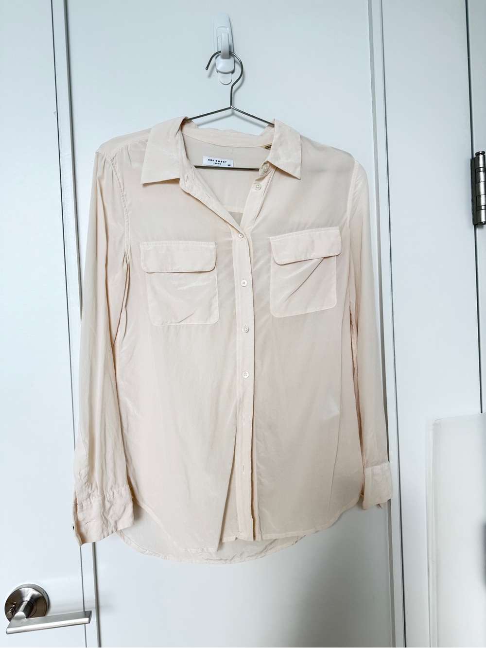 Equipment Beige Silk Button-Front Blouse